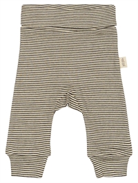 Petit Piao strikbukser i striber Coffee Bean og Dark Off White set forfra